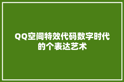 QQ空间特效代码数字时代的个表达艺术