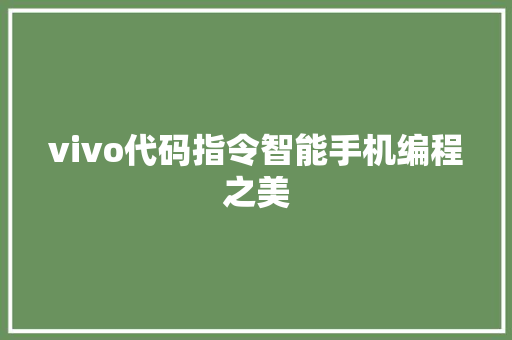vivo代码指令智能手机编程之美