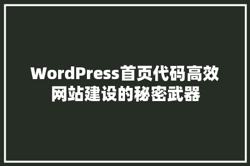 WordPress首页代码高效网站建设的秘密武器