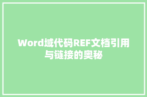 Word域代码REF文档引用与链接的奥秘
