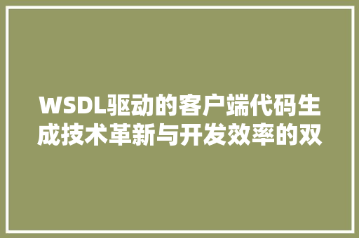 WSDL驱动的客户端代码生成技术革新与开发效率的双重提升