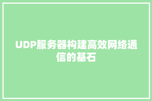 UDP服务器构建高效网络通信的基石