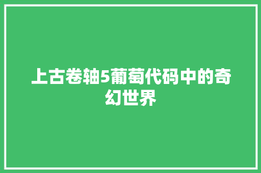 上古卷轴5葡萄代码中的奇幻世界