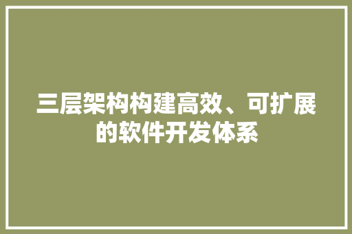 三层架构构建高效、可扩展的软件开发体系