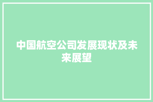 中国航空公司发展现状及未来展望