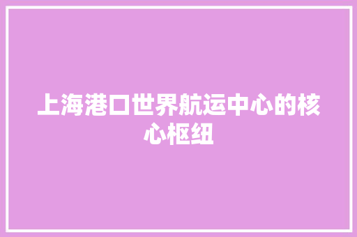 上海港口世界航运中心的核心枢纽