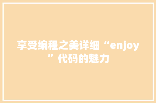 享受编程之美详细“enjoy”代码的魅力