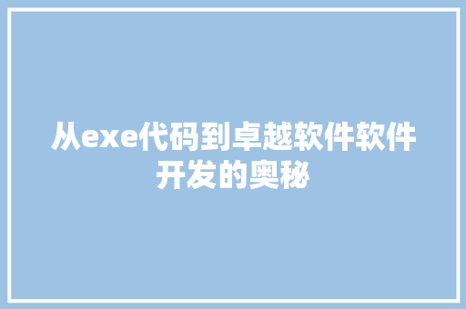 从exe代码到卓越软件软件开发的奥秘