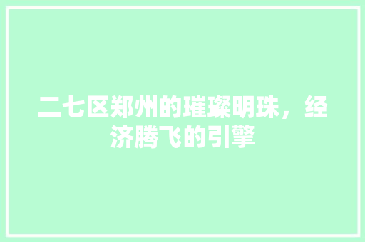 二七区郑州的璀璨明珠，经济腾飞的引擎