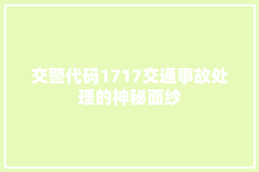 交警代码1717交通事故处理的神秘面纱