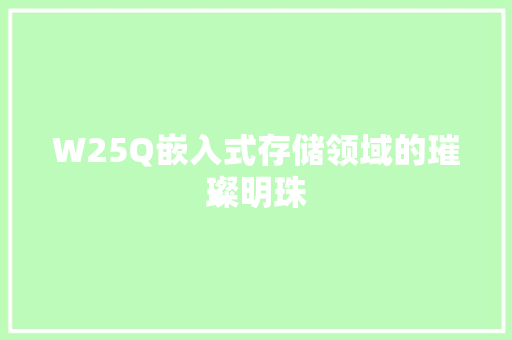 W25Q嵌入式存储领域的璀璨明珠