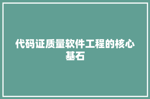 代码证质量软件工程的核心基石