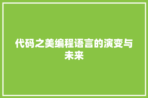 代码之美编程语言的演变与未来
