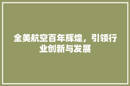 全美航空百年辉煌，引领行业创新与发展