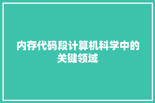 内存代码段计算机科学中的关键领域