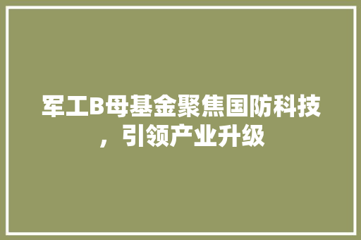 军工B母基金聚焦国防科技，引领产业升级