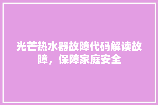 光芒热水器故障代码解读故障，保障家庭安全