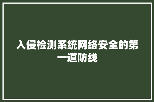 入侵检测系统网络安全的第一道防线