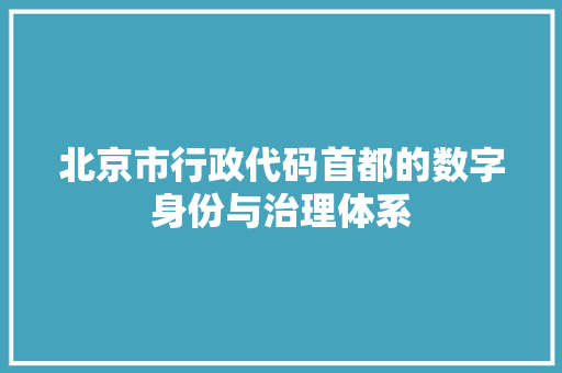 北京市行政代码首都的数字身份与治理体系