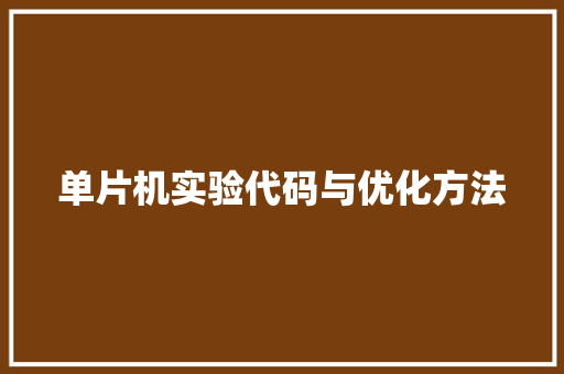 单片机实验代码与优化方法