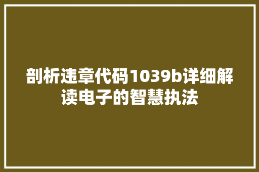 剖析违章代码1039b详细解读电子的智慧执法