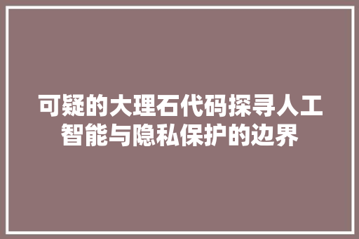 可疑的大理石代码探寻人工智能与隐私保护的边界