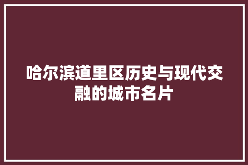 哈尔滨道里区历史与现代交融的城市名片