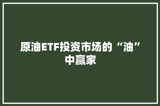 原油ETF投资市场的“油”中赢家