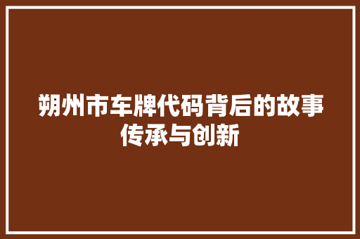 朔州市车牌代码背后的故事传承与创新