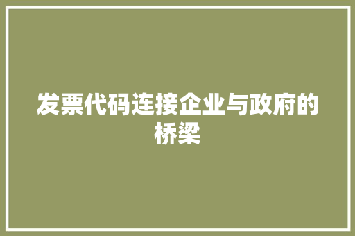 发票代码连接企业与政府的桥梁