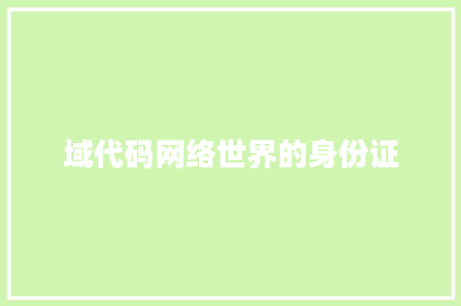 域代码网络世界的身份证