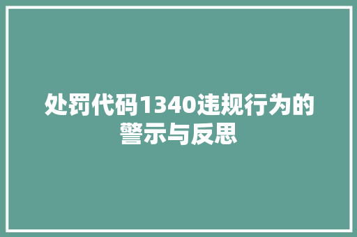处罚代码1340违规行为的警示与反思