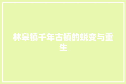 林皋镇千年古镇的蜕变与重生