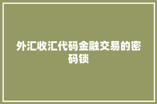 外汇收汇代码金融交易的密码锁