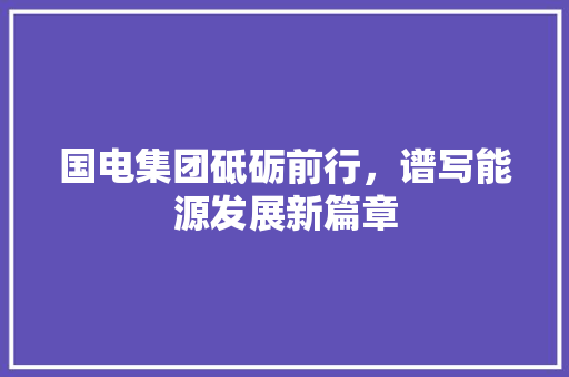 国电集团砥砺前行，谱写能源发展新篇章