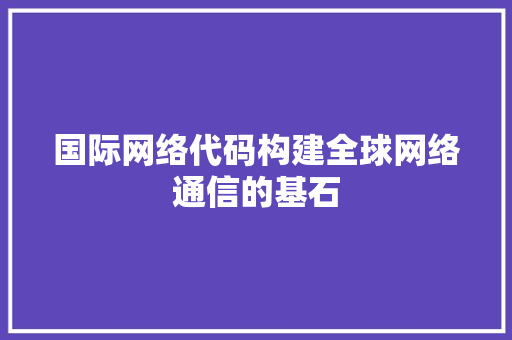 国际网络代码构建全球网络通信的基石