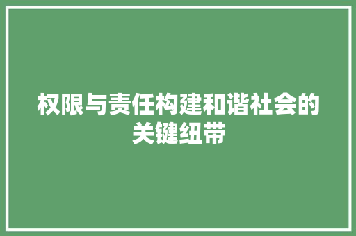 权限与责任构建和谐社会的关键纽带