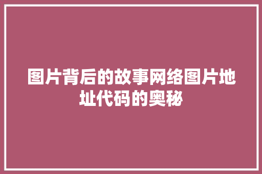 图片背后的故事网络图片地址代码的奥秘