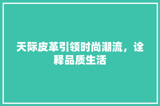 天际皮革引领时尚潮流，诠释品质生活