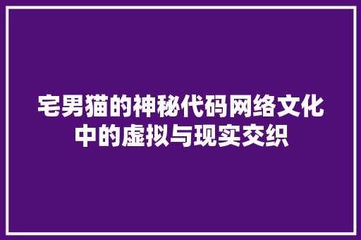 宅男猫的神秘代码网络文化中的虚拟与现实交织