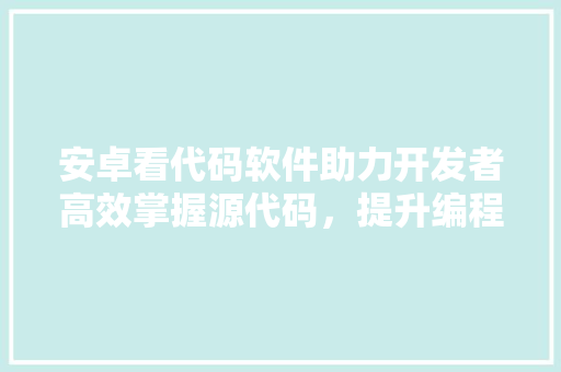 安卓看代码软件助力开发者高效掌握源代码，提升编程技能