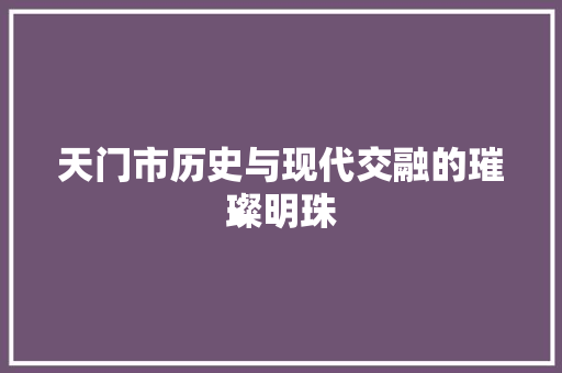 天门市历史与现代交融的璀璨明珠