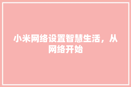 小米网络设置智慧生活，从网络开始