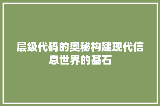 层级代码的奥秘构建现代信息世界的基石