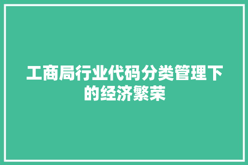 工商局行业代码分类管理下的经济繁荣