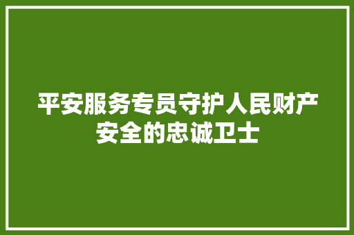平安服务专员守护人民财产安全的忠诚卫士