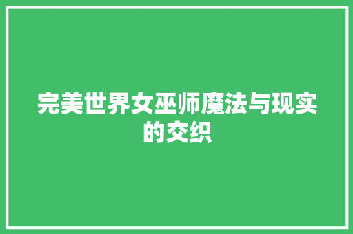 完美世界女巫师魔法与现实的交织