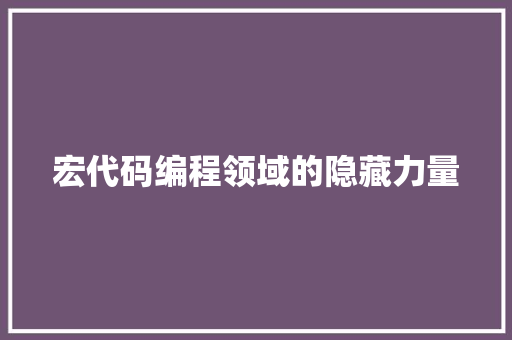 宏代码编程领域的隐藏力量