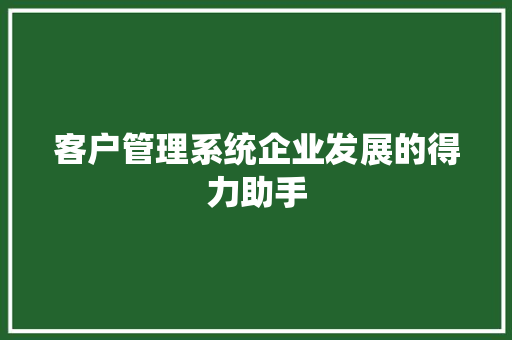 客户管理系统企业发展的得力助手  第1张