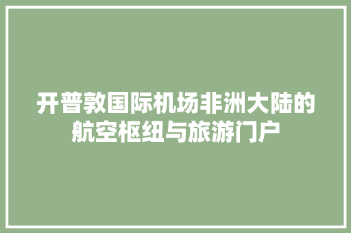 开普敦国际机场非洲大陆的航空枢纽与旅游门户